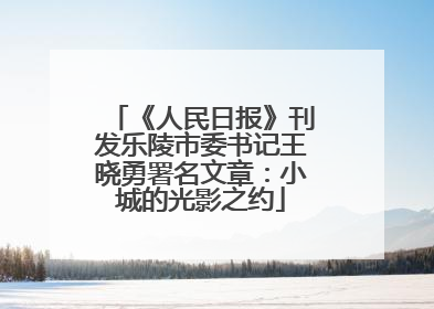 《人民日报》刊发乐陵市委书记王晓勇署名文章：小城的光影之约