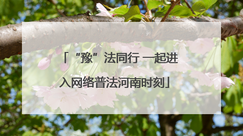 “豫”法同行 一起进入网络普法河南时刻