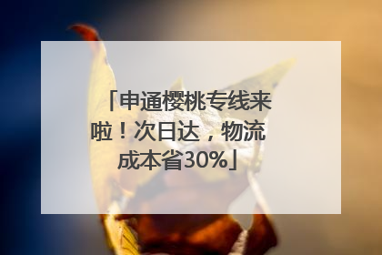 申通樱桃专线来啦！次日达，物流成本省30%