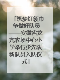 筑梦红领巾 争做好队员——安徽省龙亢农场中心小学举行少先队新队员入队仪式