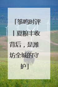 筝鸣时评丨夏粮丰收背后，是潍坊全城的守护