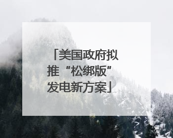 美国政府拟推“松绑版”发电新方案