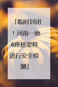 临时封闭！河南一地6座桥梁将进行安全检测