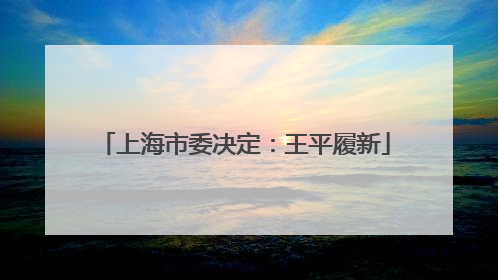 上海市委决定：王平履新