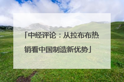 中经评论：从拉布布热销看中国制造新优势
