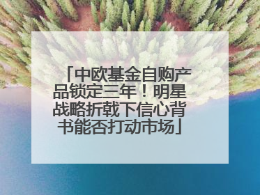 中欧基金自购产品锁定三年！明星战略折戟下信心背书能否打动市场