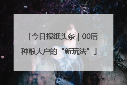 今日报纸头条｜00后种粮大户的“新玩法”