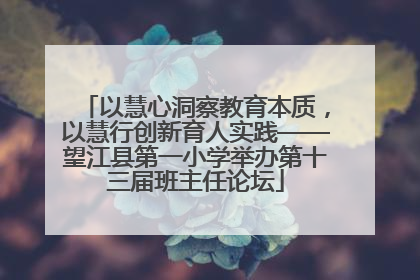 以慧心洞察教育本质，以慧行创新育人实践——望江县第一小学举办第十三届班主任论坛