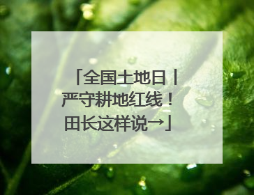 全国土地日丨严守耕地红线！田长这样说→