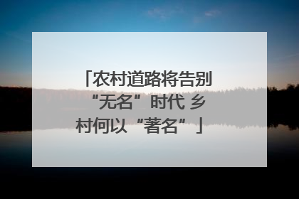 农村道路将告别“无名”时代 乡村何以“著名”