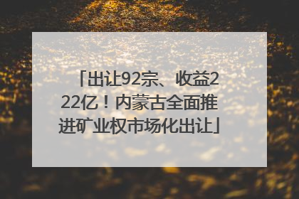 出让92宗、收益222亿！内蒙古全面推进矿业权市场化出让