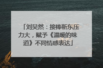 刘昊然：接棒靳东压力大，赋予《温暖的味道》不同情感表达