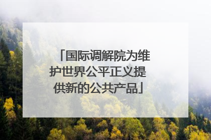 国际调解院为维护世界公平正义提供新的公共产品