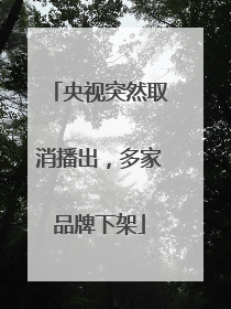 央视突然取消播出，多家品牌下架