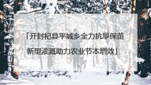 开封杞县平城乡全力抗旱保苗 新型灌溉助力农业节本增效