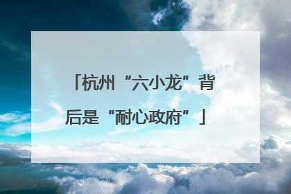 杭州“六小龙”背后是“耐心政府”