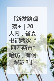新发路观察+｜20天内，省委书记两次“四不两直”暗访，有何深意？