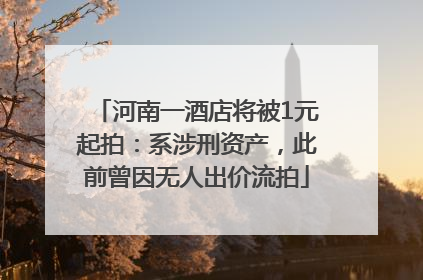 河南一酒店将被1元起拍：系涉刑资产，此前曾因无人出价流拍