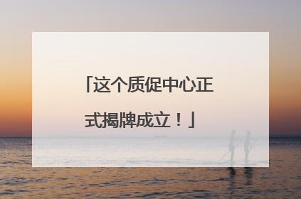 这个质促中心正式揭牌成立！