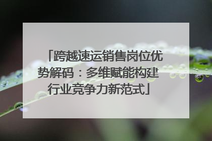 跨越速运销售岗位优势解码：多维赋能构建行业竞争力新范式